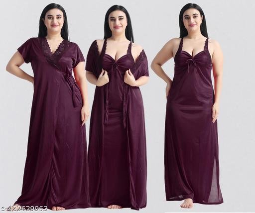 Women's 2 pic nighties with robe/ soft/comfortable/ unique /all night sleepwear night dresses