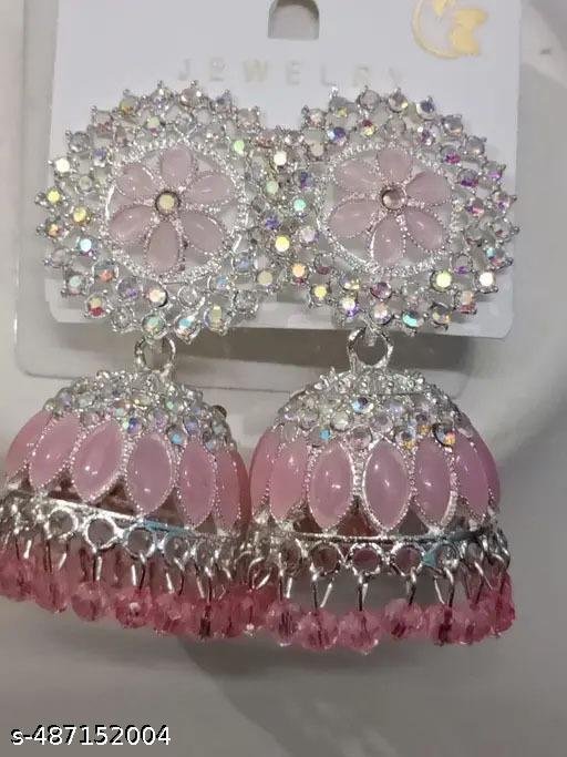 Stylish Jewellery Latest & High Quality purple calour square Jhumka/Jhumki Earing's for Girls and Women's - Image 3