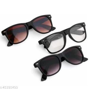 Men Black Plastic sunglasses , UV Protected Thug Life Sunglasses (Pack of 3)
