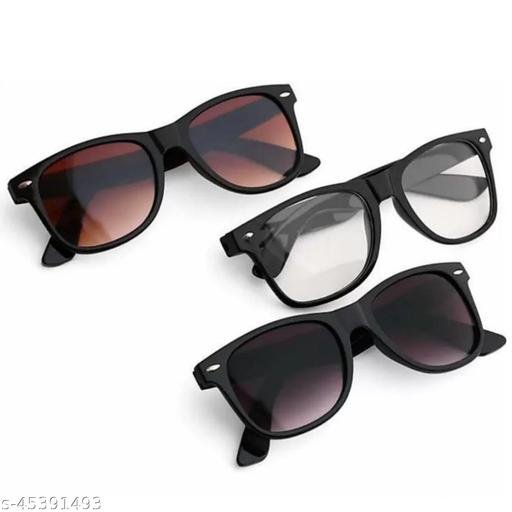 Men Black Plastic sunglasses , UV Protected Thug Life Sunglasses (Pack of 3)