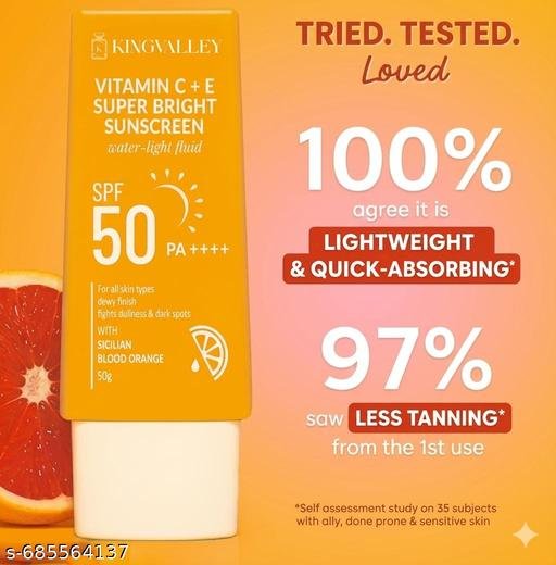 KingValley Super Bright Sunscreen SPF 50 | Dewy Finish | For All Skin Types | 50g - Image 5