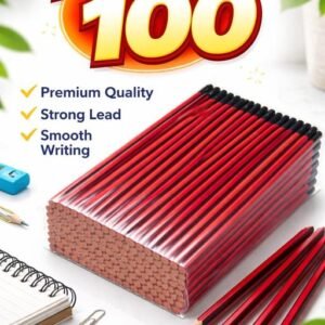 HB Super Dark Graphite Pencil 100 Pencils Jar Pencil (Set of 100,red and black )