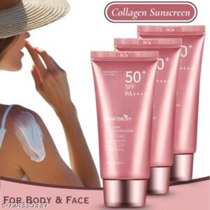 SPF 50 Plus Sun Protector Cream With Smooth Application for Daily Wear | Collagen Sunscreen | Lightweight Sunscreen with Vitamin C - 80ml (Pack of 3)