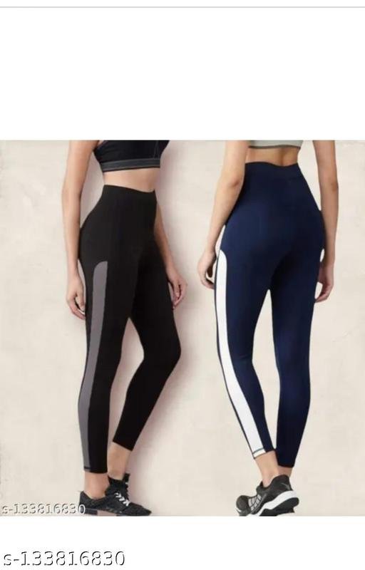 Women's Pack of 2 Black Solid Tights |Activewear|Yogawear|Gymwear|Sportswear|Active Bottomwear - Image 5