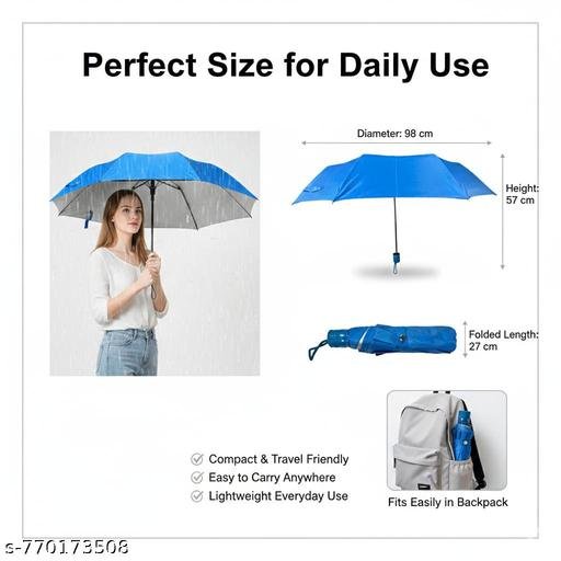 Pack of 2 3 Fold Manual Umbrella for Men & Women | Windproof Waterproof Folding Rain Umbrella | UV Protection Sun & Rain Travel Compact Chhata. - Image 3