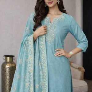 Fancy Rayon Slub kurta Set With dupatta