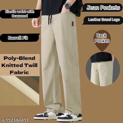 Men's Straight Fit Joggers | Stretchable Poly-Blend Twill Trousers with Side & Back Pockets | Casual Track pants for Gym, Running & Leisure - Image 4