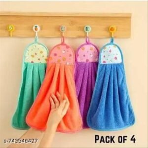 Kitchen Hand Towel | Super Absorbent Hanging Hand Towels | Soft Microfiber Cleaning Towels for Kitchen & Wasbasin towel , Pack of 4