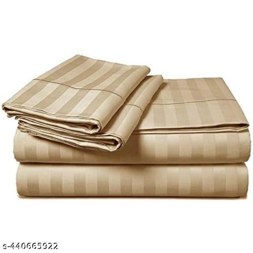 Parinika Fabs 400 TC 100% Cotton Satin Stripes Single Bed BedSheet - Premium Hotel Bedsheet and Pillow Cover Set for Hotels, Guest House (88x58 inch) (Beige) - Image 5