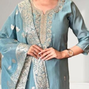 Fancy Rayon Slub kurta Set With Dupatta