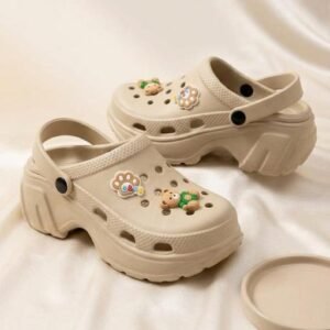 Arkfoot Women's Trendy High Platform Clogs with Cute Bear Charms