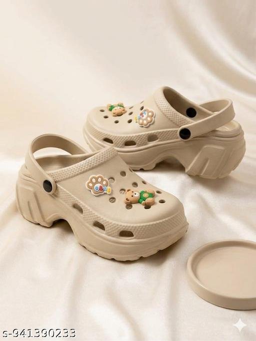 Arkfoot Women's Trendy High Platform Clogs with Cute Bear Charms