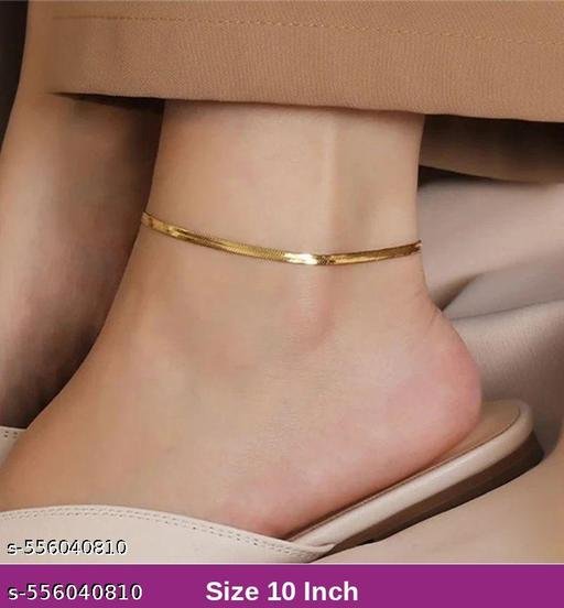 1 pcs Anklet Simple Fashion Stainless Steel Snake Bone Chain And Set, Gold Plated, Suitable For Festival Gift And Mother Day Gift