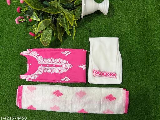 Stylish Chikankary Women Top & Bottom Sets - Image 4