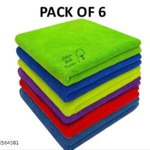 Cotton Bolls Microfiber Kitchen Towels – Pack of 6, 40x40 cm – Multicolor, Super Absorbent & Quick-Dry – Ideal for Wash Basin, Kitchen, Bathroom & More