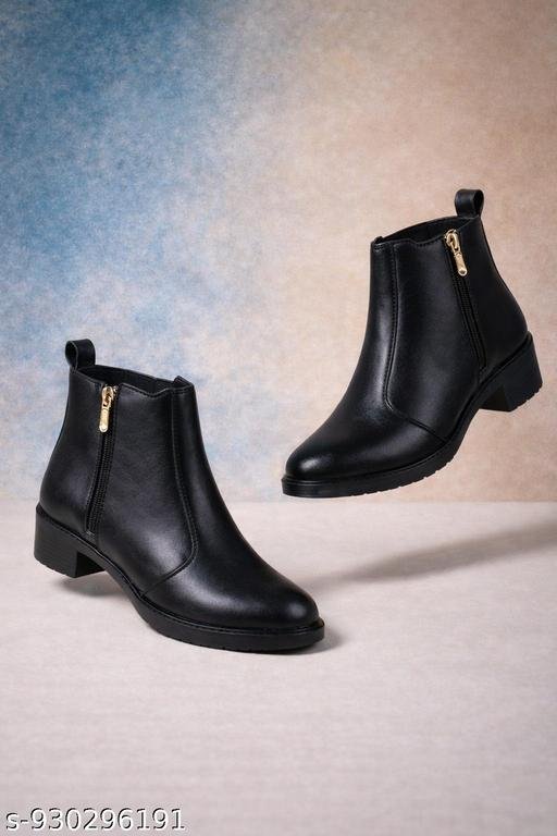 Men Stylish Black Synthetic Leather Chelsea Boots with Side Zipper Casual Formal Ankle Shoes - Image 5