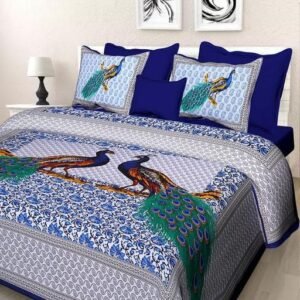 RAJASTHANI 100% JAIPURI COTTON   DOUBLE BEDSHEET WITH 2 PILLOW COVER