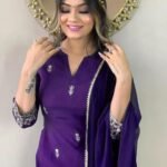Women's Rayon Slub Embroidered Straight Kurta Pant with Dupatta