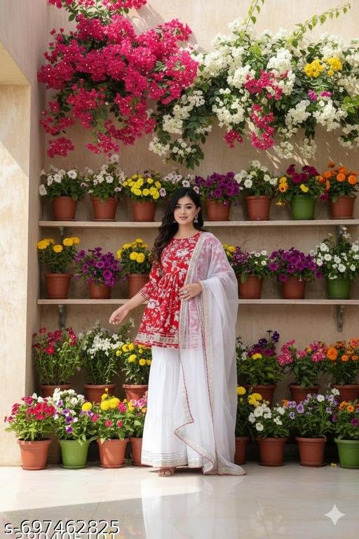 Vidusha Kurti Dupatta Set with Bottomwear For Women's