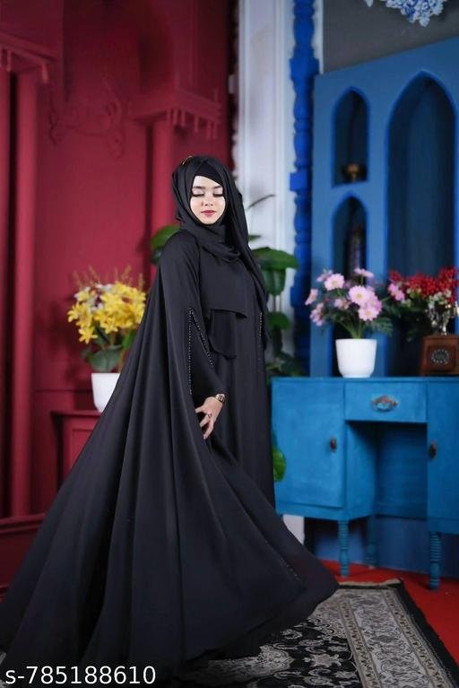 Elegant Black Farasha Style Abaya with Matching Hijab – Premium Modest Wear for Women - Image 3