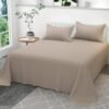 Grey/ Silver 300TC Glace Cotton Plain Stripe Queen Size Double Bedsheet with 2 Pillow Cover for Home, Hotel, Guest Room (90 X 100) Inch