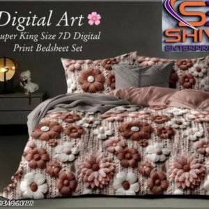 Super King Size 7D Digital Prints Bedsheet Set Digital Art King 1 Super King Size Bedsheet with beautiful 7D effect2 Large Size Pillow Covers Size inches Fabric Cotton Brand SHIV ENTERPRISES Pvc Packing Best Lowest Price Awesome Quality Quality Product for Quality Lovers