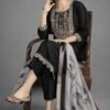 Women  Embroidered   Slub Rayon Straight Kurta Pant Duptta Set
