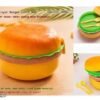 Burger Shape Lunch Boxes Reusable Freezer Safe Portion Snack box for Adults Kids 3 Containers Lunch Box