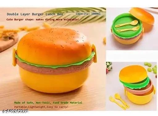 Burger Shape Lunch Boxes Reusable Freezer Safe Portion Snack box for Adults Kids 3 Containers Lunch Box