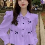 Trendy Pleated Long Sleeve Women Shirt top&tunic