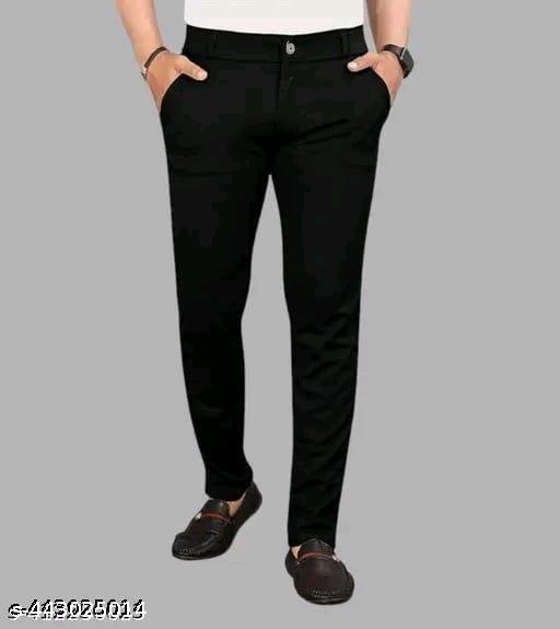 Black Pants for men|Black track pants for men|Black Single button track pants for men|Pants for men|Black comfortable pants for men|Black stretchable pants for men - Image 5