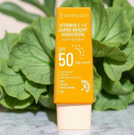 KingValley Super Bright Sunscreen SPF 50 | Dewy Finish | For All Skin Types | 50g