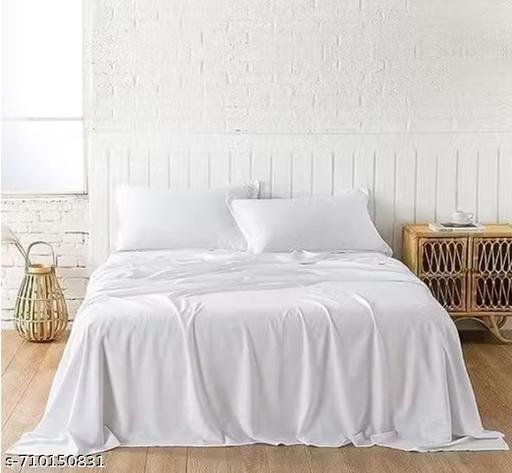 Double bed plain bedshwwt with two Pillow covers - Image 3