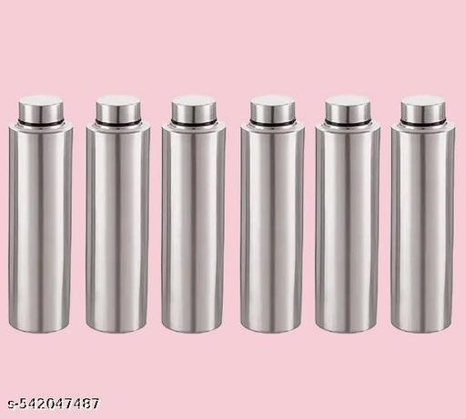 Stainless Steel Water Bottle Fridge Water Bottle 1000ml each, Set of 6 (Silver)