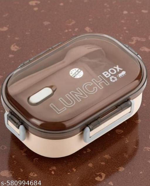F s Plastic Lunch Boxes, Food Grade Tiffin Boxes, Leak Proof Air Tight Dabba, Unbreakable Lid, Snacks Tiffin Boxes for Kids, Light Weight, Easy Clean(Pack of 1, Cream)