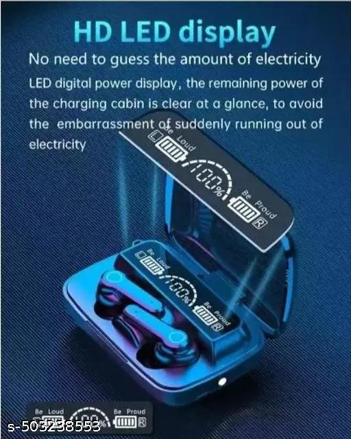 M 19 TWS Bluetooth 5.0 Wireless In Ear Earbuds Touch Waterproof LED Digital Display Bluetooth Headset (Black, True Wireless) - Image 4