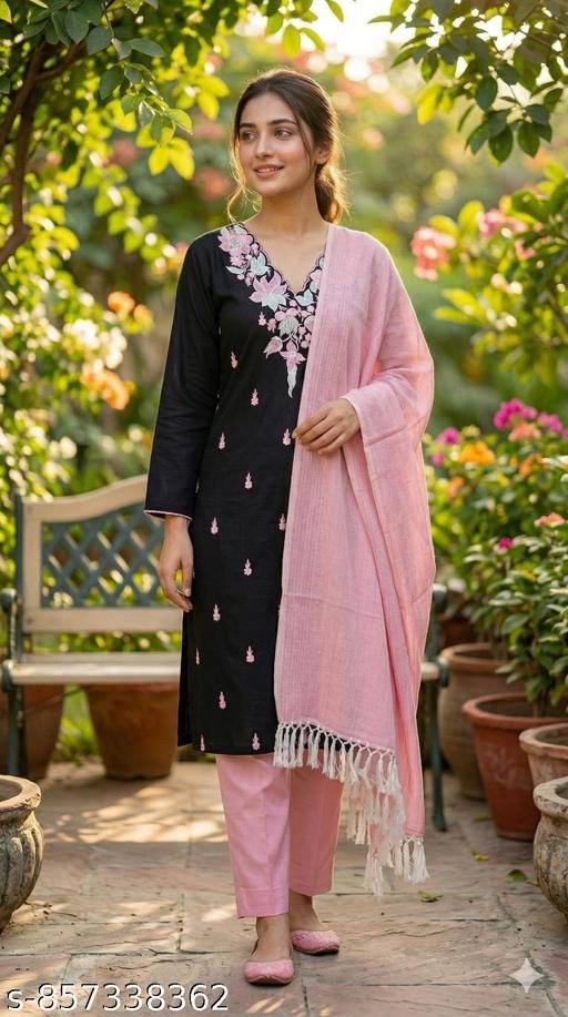 This stunning 3-piece suit set combines traditional craftsmanship with a modern aesthetic, perfect for everyday elegance or festive gatherings. - Image 4