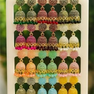 Oxidised Jhumka Earrings Set (Pack of 12) | Jhumka for Women | New Latest Earrings | Multicolour Oxidised Jhumka Earrings for Women