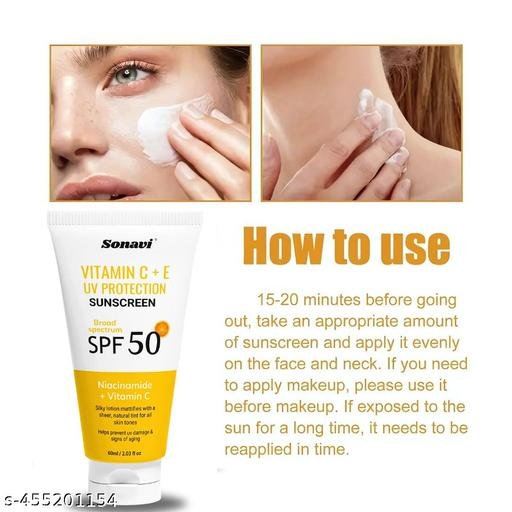 sunscreen cream Lightening Sunscreen Cream Lotion for Sun Protection | Tan Free Skin | Sunscreen for All Skin Types | 60ml Pack of (1) - Image 5