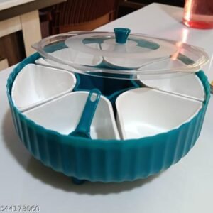 360° Rotating Masala Box 7 in 1 Airtight Spice Organizer with Spoon Transparent Plastic Masala Dabba for Kitchen Storage