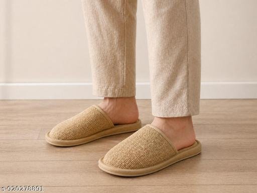 LUXORIA Luxury Woven Indoor Slippers | Soft Cushion Anti-Slip Home Footwear for Men & Women | Lightweight Breathable Bedroom Bathroom House Slippers (Beige) Pack of 1 - Image 4
