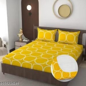 Jashan Premium Cotton 210Tc Elastic Fitted Bedsheets with 2 Pillow Covers | Double/Queen Bed with All Around Elastic 180 TC Supersoft Breathable |Size-78 x72+10 inches |
