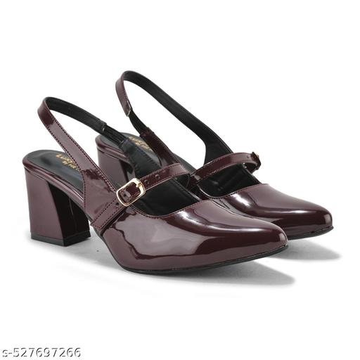 burgundy backless high heel pointed toe sandals new breathable chunky heel - Image 4
