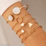 Marvellous Gold Plated Multi Strand Bracelet For Women