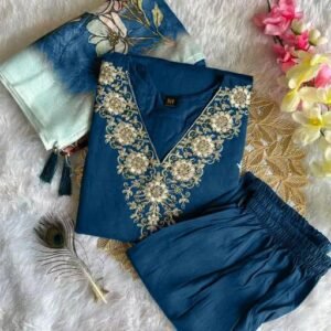 Rayon Slub  Women Kurti With Dupatta & Bottomwear