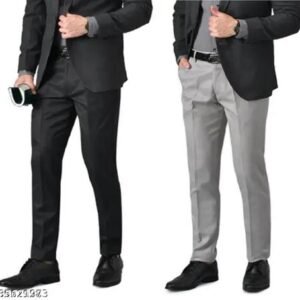 Fashionable Glamarous Men Trousers (PACK OF 2) BLACK & GREY