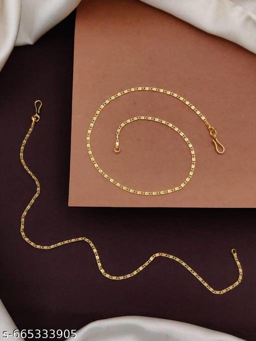 18K Gold Plated Minimalist Chain Anklet for Women | Simple Rectangular Bar Daily Wear Payal | Anti-Tarnish Skin Friendly Leg Chain | Stylish Foot Jewelry Gift - Image 3