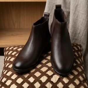 men's and boy's trending brown chelsea boots| ankle boot |men's high ankle slip on outdoor fashion winter stylish formal and semi casual boot synthetic leather slip on ankle boots with elastic side panel