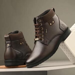 Men’s Stylish Brown Leather Boots | Premium Ankle Length Lace-Up Shoes | Casual & Formal Wear | Durable Sole & Comfortable Fit | Official Wear Shoe For Men | Trendy ShoeShoe | Formal Shoe For Men  | Boot For Men