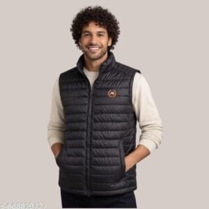 Men's Black Half Sleeve Jacket – Stylish & Lightweight | Sizes M to XXL
